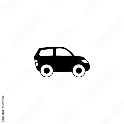 Eco transport icon  eco green car symbol in solid black flat shape glyph icon  isolated on white background 