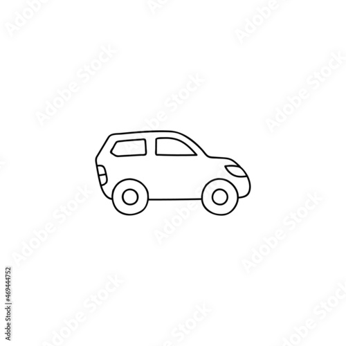 Eco transport icon  eco green car symbol in flat black line style  isolated on white 