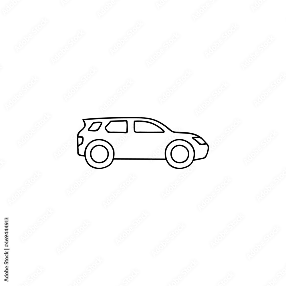 offroad car icon in flat black line style, isolated on white 