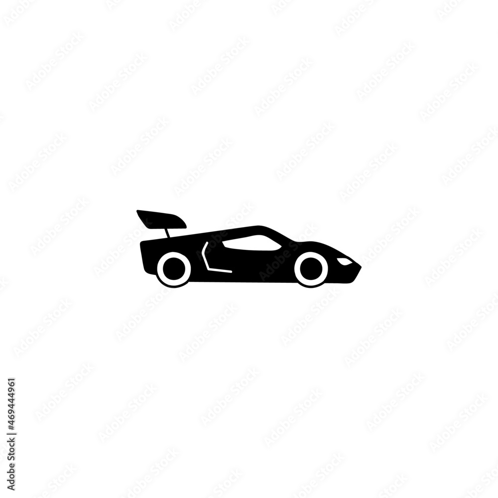 sport car Automotive icon in solid black flat shape glyph icon, isolated on white background 