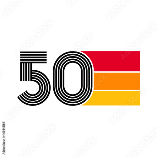 Nunber 50, fifty Retro design, Vintage style.