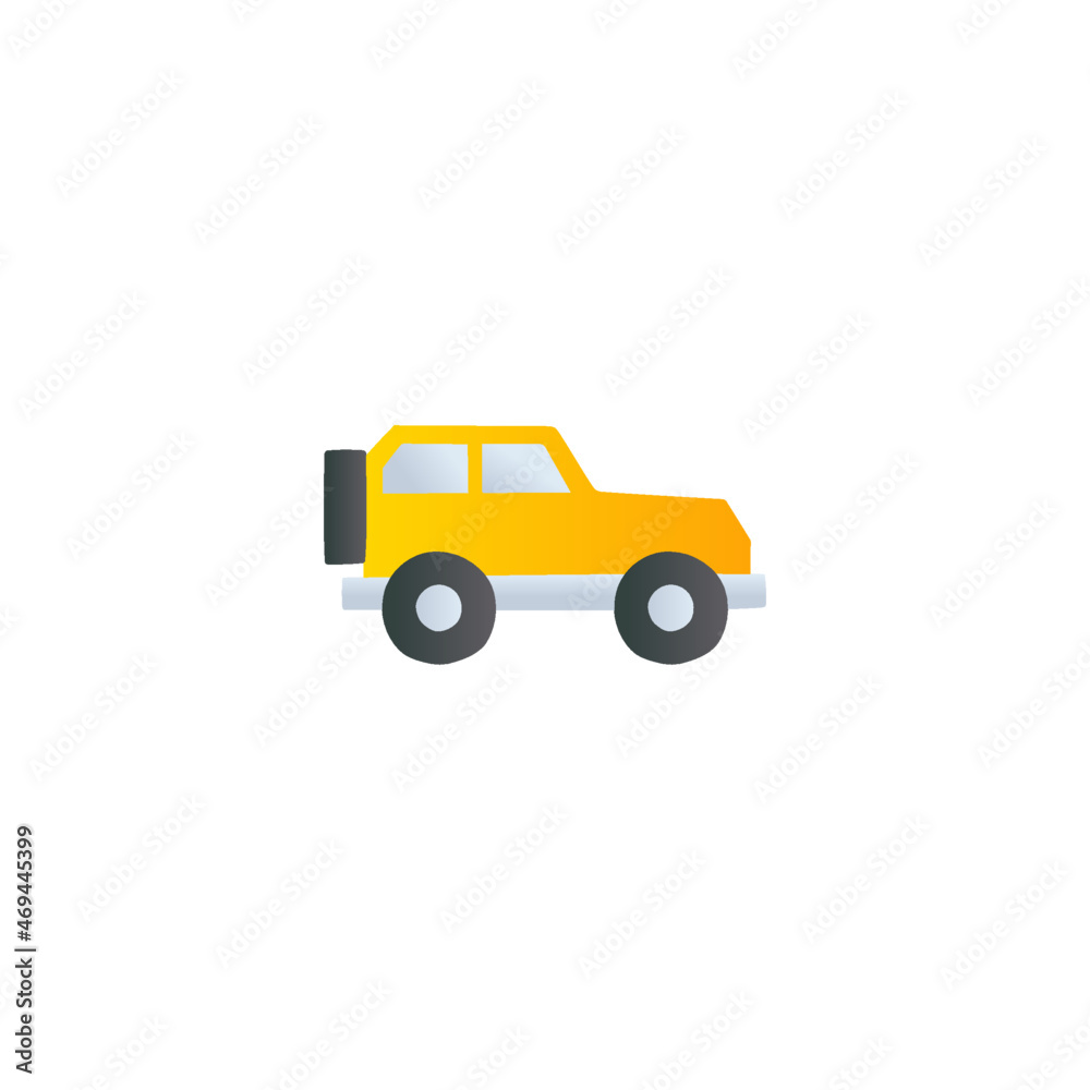 Beach car icon in gradient color, isolated on white background