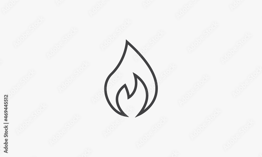 line icon flame fire isolated on white background. line icon flame fire isolated on white background.