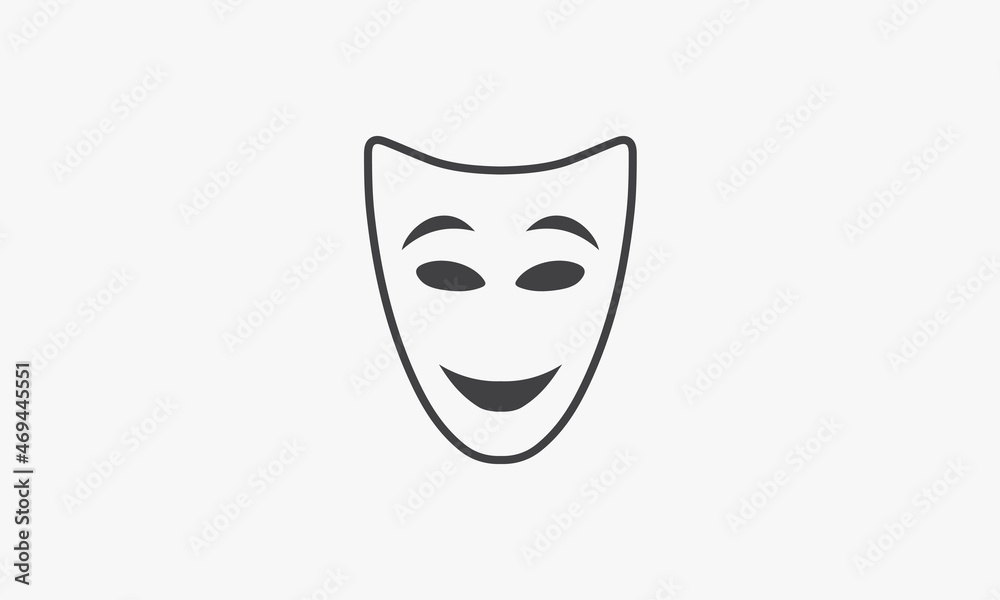 line icon theatrical mask isolated on white background.