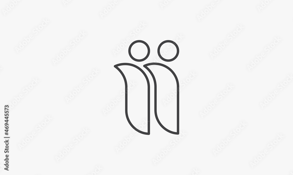 line icon embrace isolated on white background. line icon embrace isolated on white background.