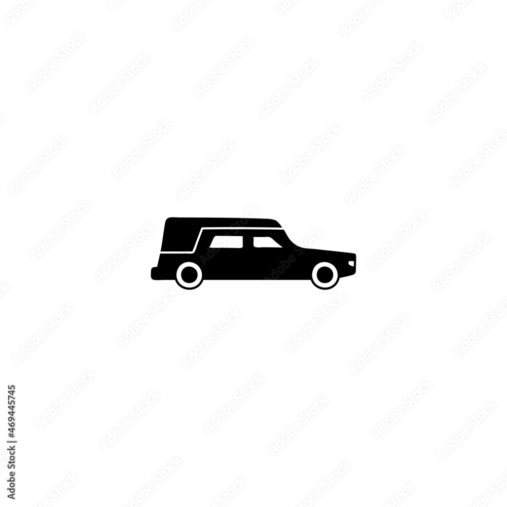 cemetery car icon. funeral, grave car symbol in solid black flat shape glyph icon, isolated on white background cemetery car icon. funeral, grave car symbol in solid black flat shape glyph icon, isolated on white background