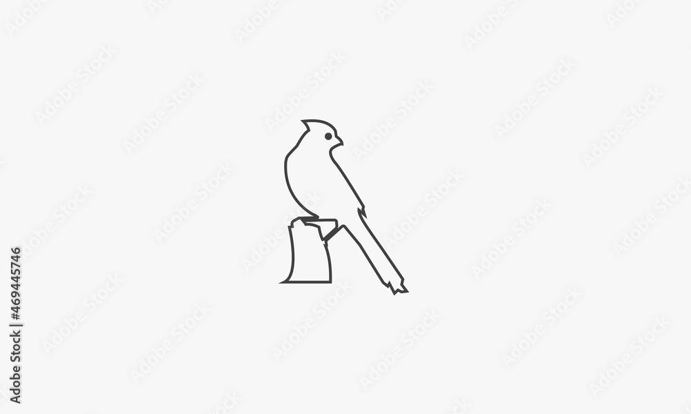 Obraz premium line icon cardinal bird isolated on white background.