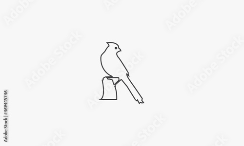 line icon cardinal bird isolated on white background.