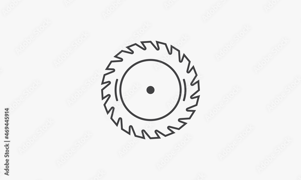 line icon circle saw isolated on white background. line icon circle saw isolated on white background.