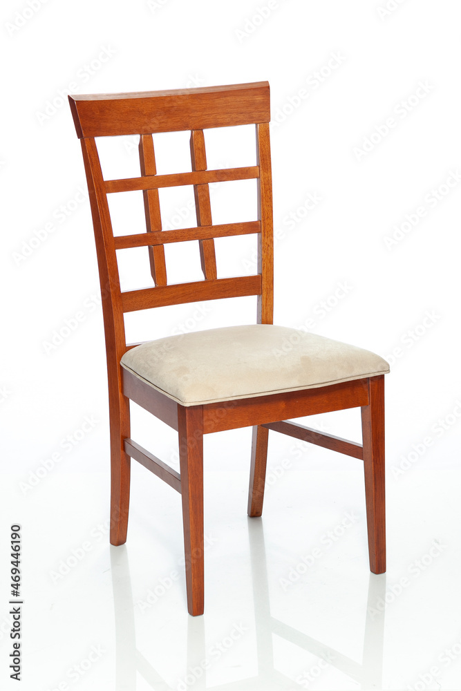 Classic wooden chair isolated on white background for the kitchen and living room. Interior Design. Classic wooden chair isolated on white background for the kitchen and living room. Interior Design.