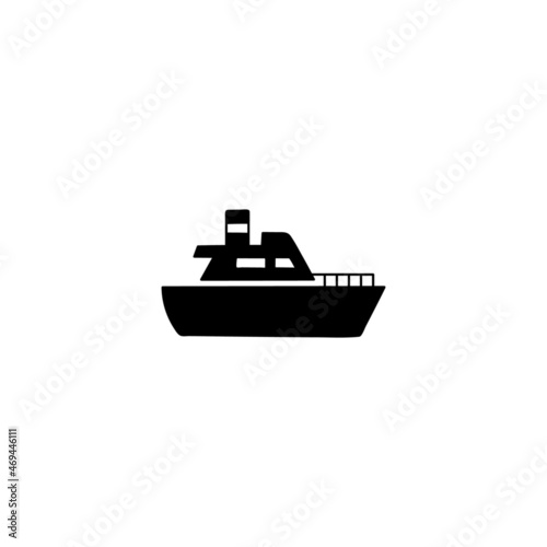 ferry ship icon in solid black flat shape glyph icon, isolated on white background 