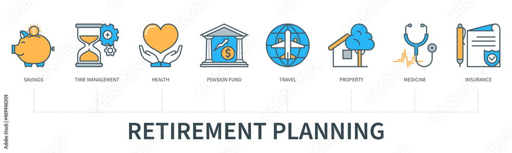 Retirement planning concept infographics Retirement planning concept infographics