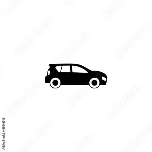 hatchback car icon in solid black flat shape glyph icon  isolated on white background 