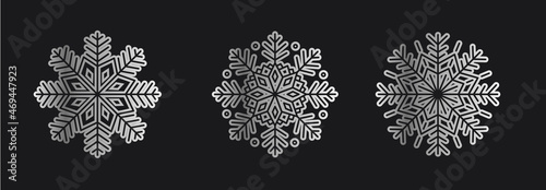 Silver Set  vector snowflakes isolated , Ethnic  ice cristal ornament,  christmas icons, snowflakes for print, design for banner, idea, cover, booklet, print, flyer, card, poster, badge, postcard