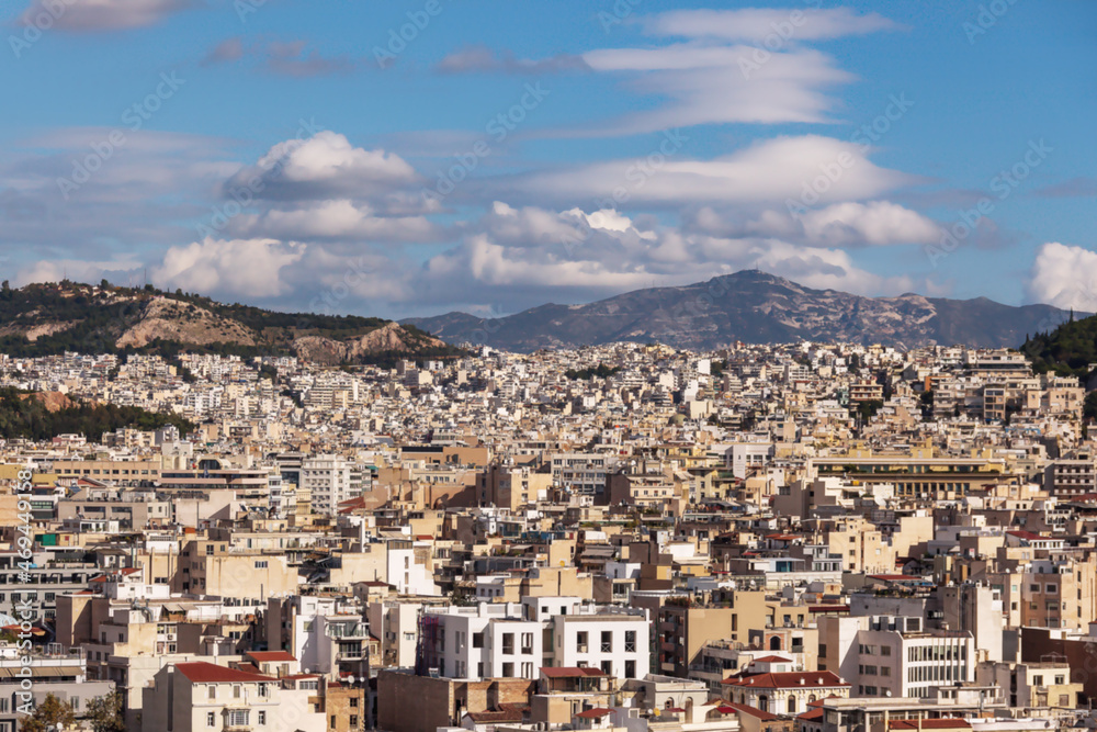 Athens, Greece capital, top view. Panorama of city