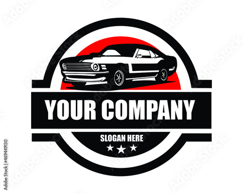 Muscle car silhouette logo vector concept badge emblem isolated