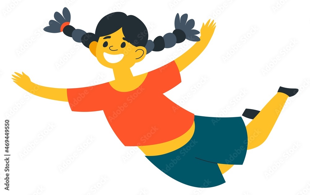 Smiling child playing, jumping girl kid vector Smiling child playing, jumping girl kid vector