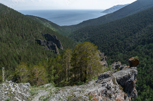 View from the mountain on the coast of Lake Baikal