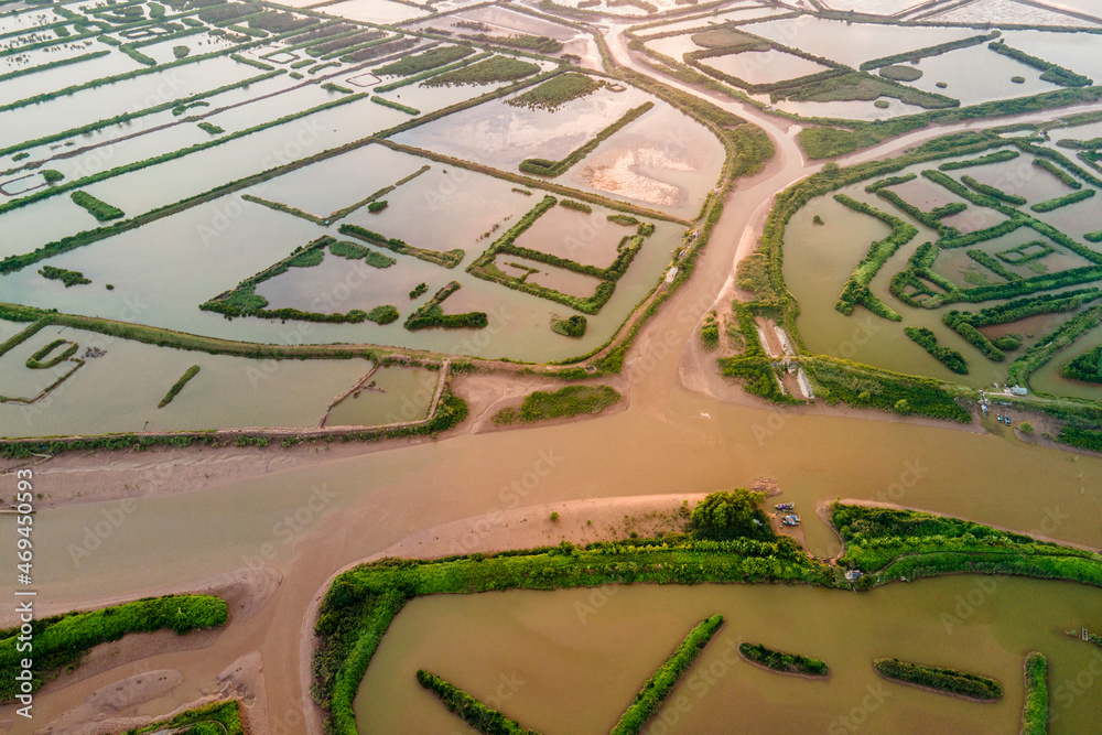 Obraz premium Aerial view of Xuan Thuy National Park in Namdinh province, Vietnam.