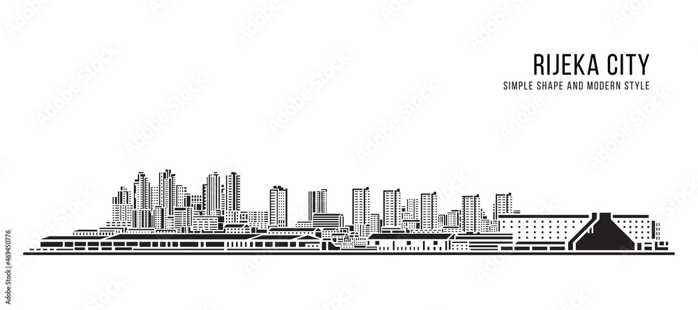Cityscape Building Abstract Simple shape and modern style art Vector design - Rijeka city