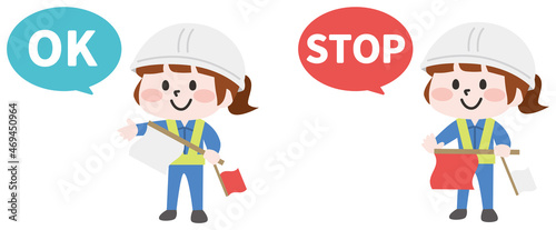 交通誘導員の女性 