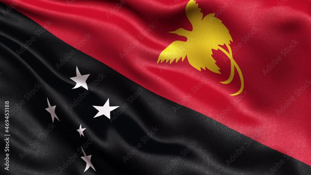 Papua New Guinea Flag Seamless Loop. 3D animation.