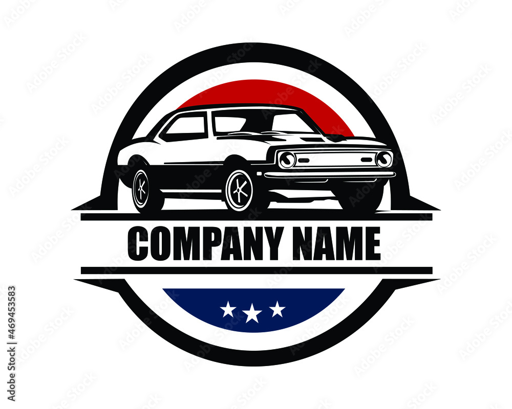 Fototapeta premium Muscle car silhouette logo vector concept badge emblem isolated