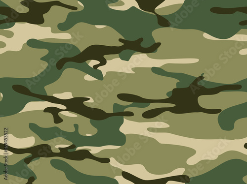  Camouflage seamless pattern. Military texture of stains. Abstract background. Print on fabric and clothing. Vector illustration