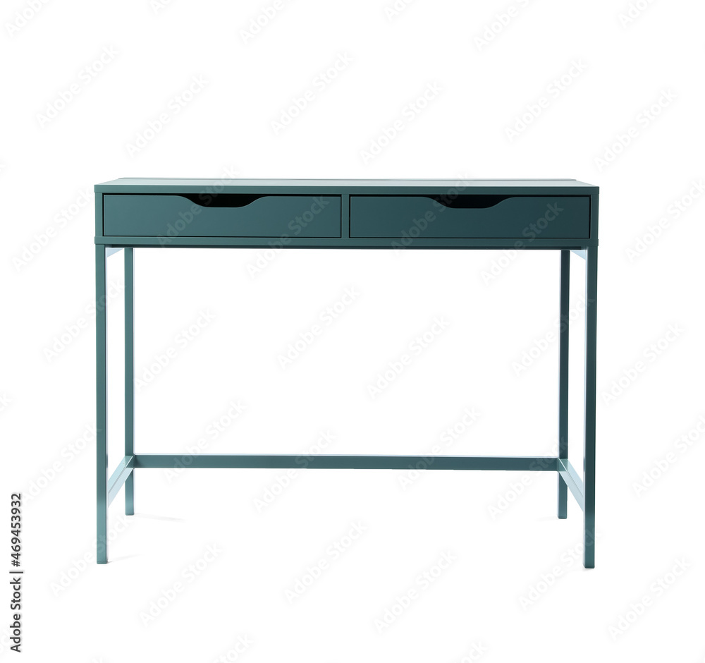 Modern table with drawers on white background Modern table with drawers on white background