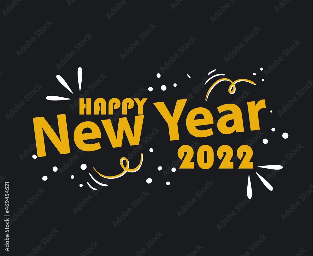 2022 Happy New Year Holiday Abstract Vector Illustration White And Yellow With Brown Background