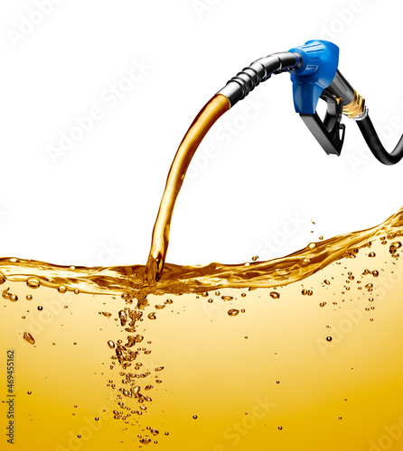 Valokuva Fuel pumping out from a gasoline pump - 3D Rendering