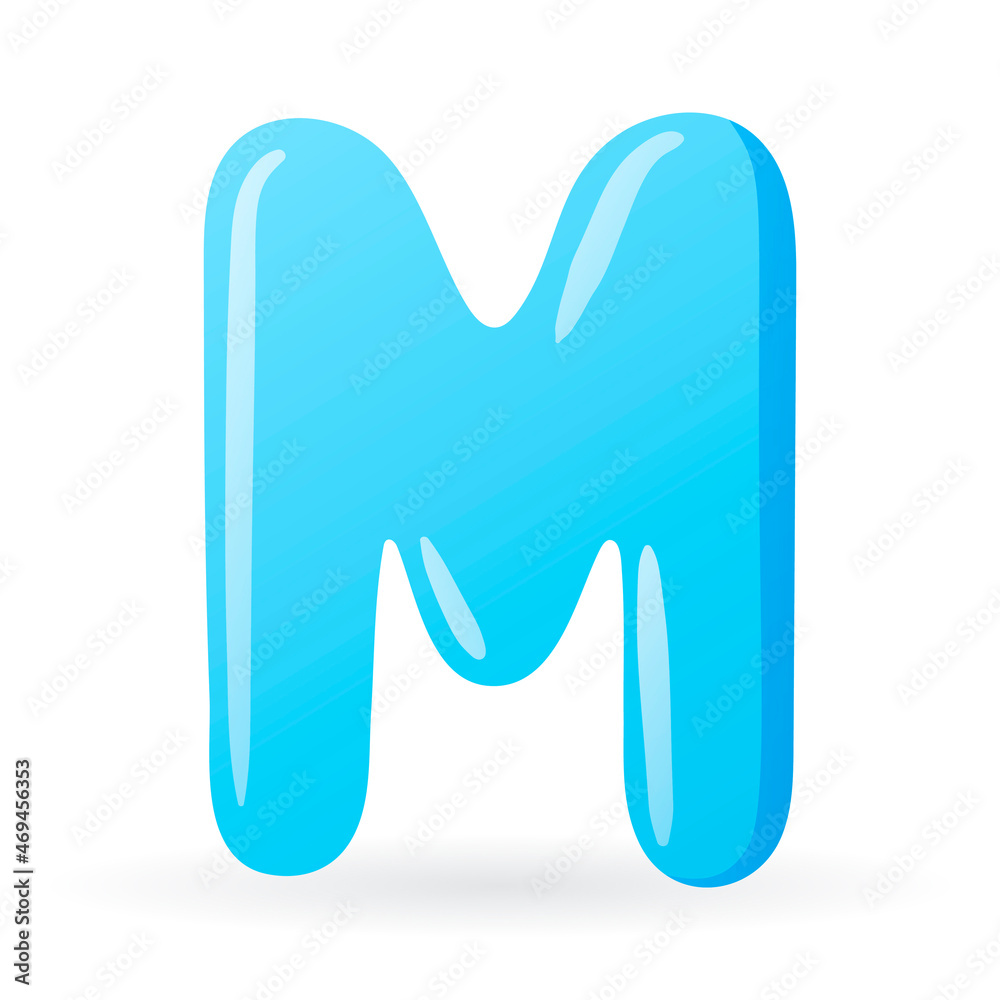 Fototapeta premium Vector isolated template cartoon letter M of the English alphabet.