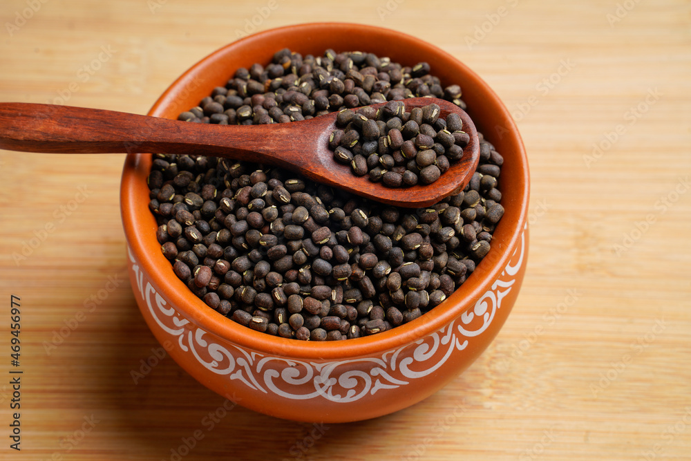Fresh Black gram or udad in clay bowl Fresh Black gram or udad in clay bowl