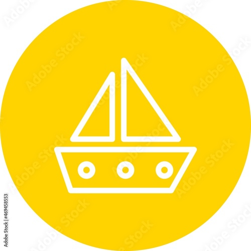 Ship Line Circle Vector Icon Design