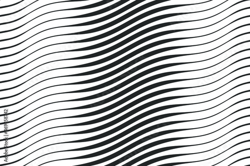 Seamless background with waves. Black curve lines. Wavy illustration. © flexelf