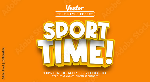 Editable text effect, Sport Time text on yellow and orange color style