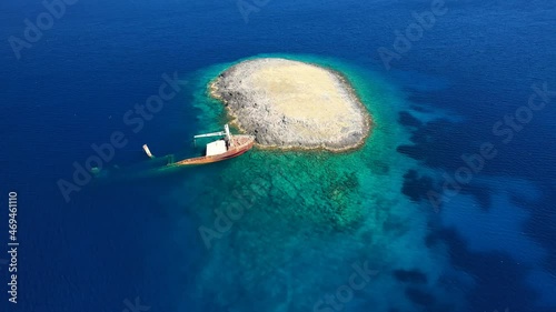 Aerial drone video of famous shipwreck of 