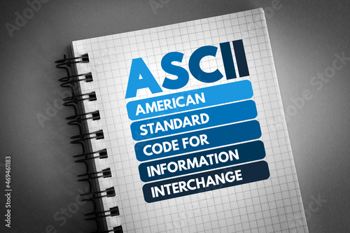 ASCII - American Standard Code for Information Interchange acronym on notepad, technology concept background photo