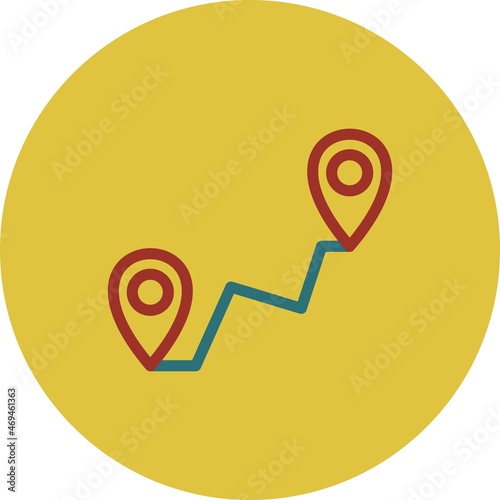 Route Line Two Color Vector Icon Design