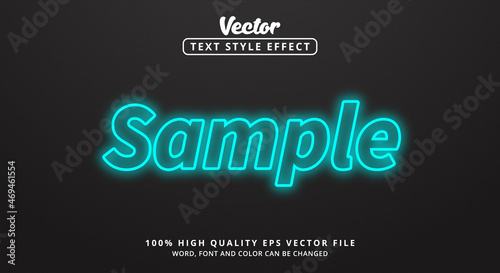 Editable text effects, Sample text with modern color style and glowing text