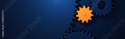 Φωτογραφία Blue and orange cogwheels
