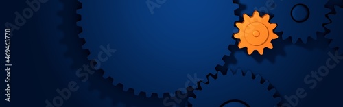 Fotografie Blue and orange cogwheels