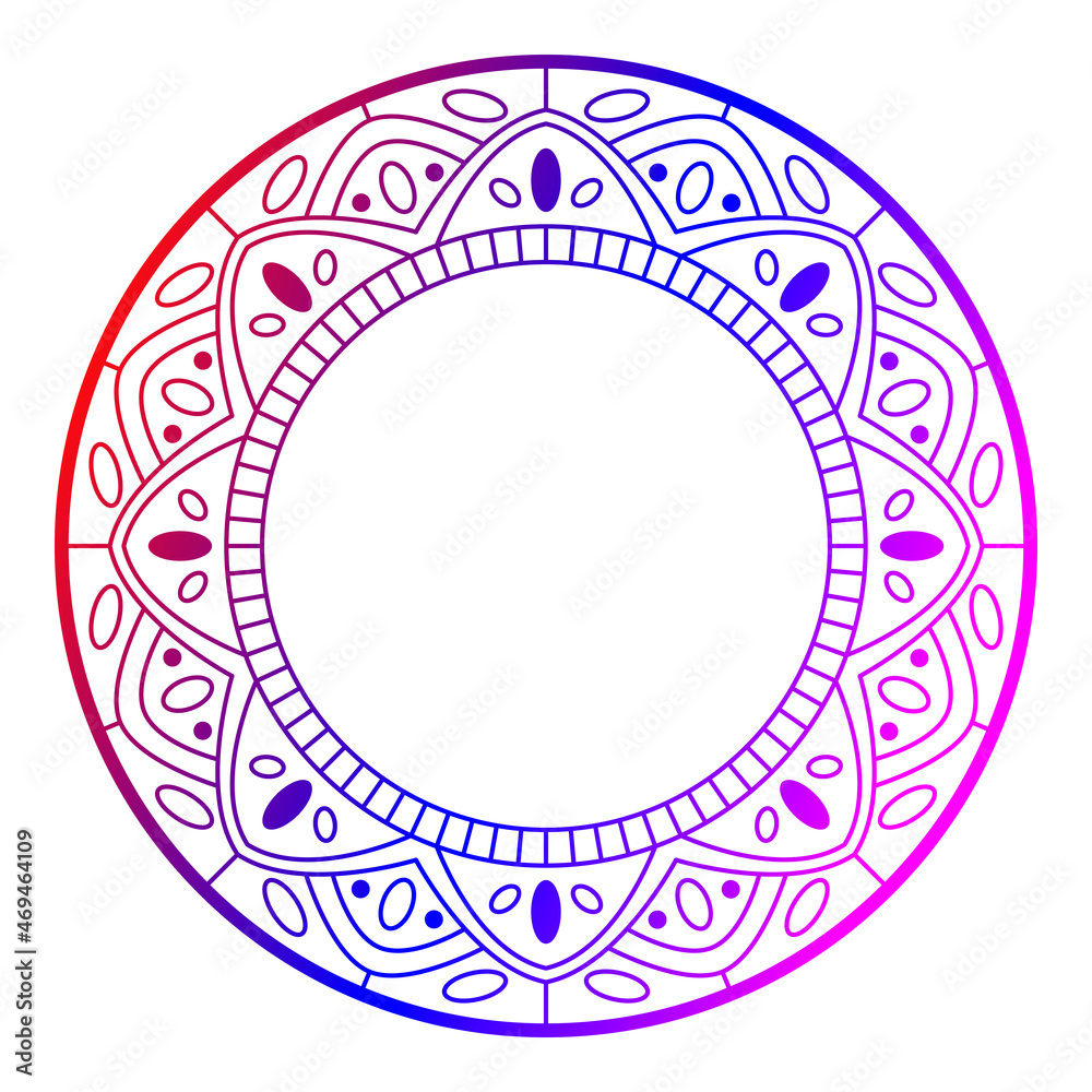 Circle frame in form of mandala. Pattern for Henna Mehndi or tattoo decoration. Decorative ornament in ethnic oriental style, vector illustration.	