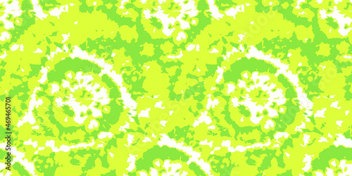 Vector Seamless Tie and Dye Texture. Ethnic Texture. Bohemian Geo Design. Green Mottled Pattern. Creative Background. Lime Tie Dye Tile. Watercolor Bohemian Tile. Washed Effect.