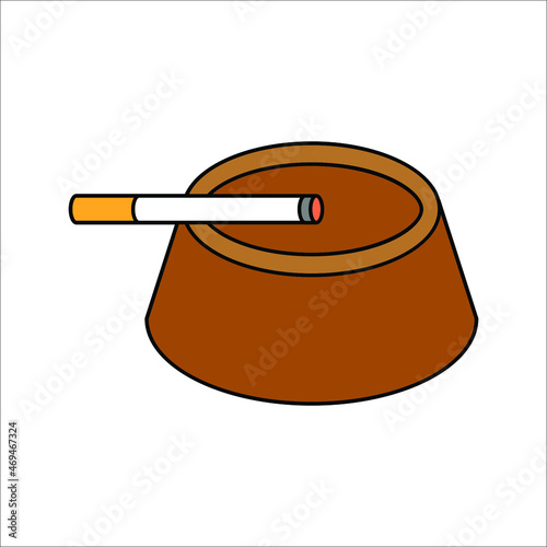 Ashtray Icon, Cigarette Ashtray Vector Art Illustration on white background