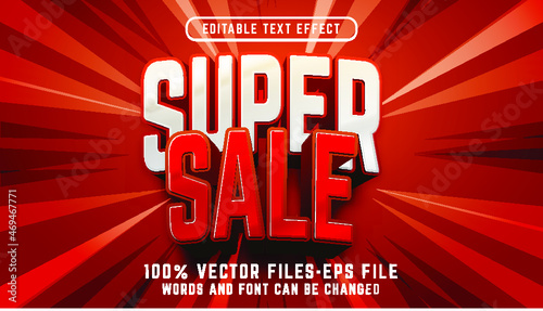 Super Sale 3d text effect. editable text premium vectors