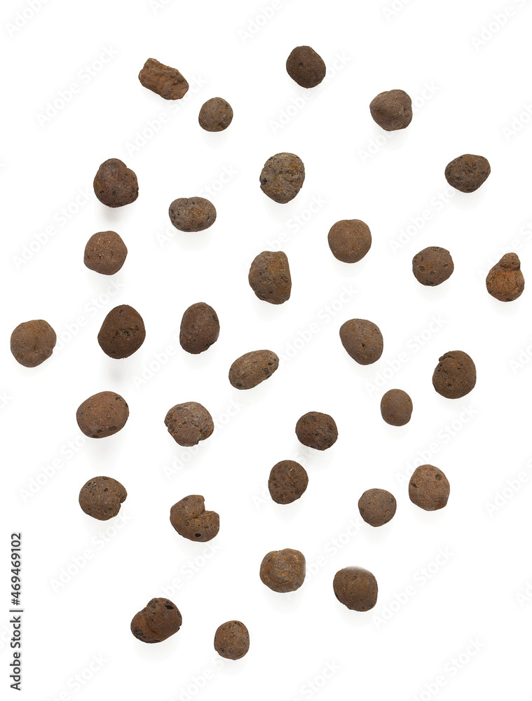 pile of clay drainage isolated on white background pile of clay drainage isolated on white background