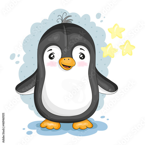Cute Cartoon penguin. Good for greeting cards, invitations, decoration, Print for Baby Shower, etc