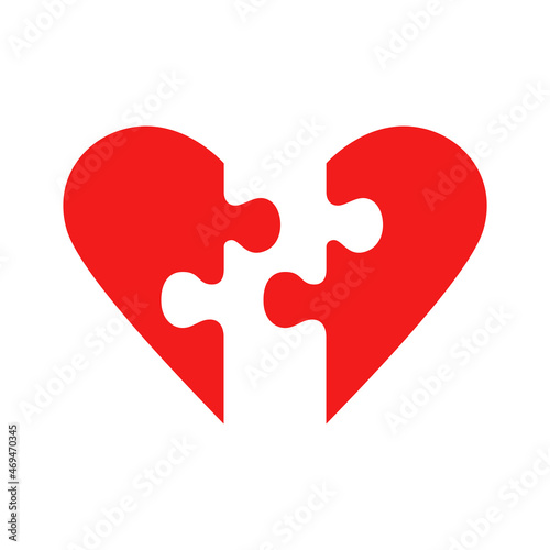 Puzzle red heart icon vector illustration with two slice heart
