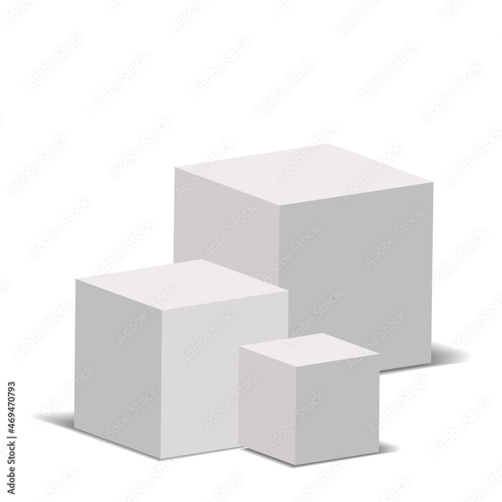 White cube boxes with white blank wall background for display. Element for design and decor. Geometric figures. 3D rendering. eps 10 White cube boxes with white blank wall background for display. Element for design and decor. Geometric figures. 3D rendering. eps 10